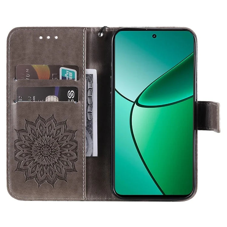 KT Imprinting Flower Series-1 For Realme Narzo 70 5G / Narzo 70 Pro 5G / P1 5G / 12 4G / 12+ 5G Case Sunflower Leather Wallet Phone Cover