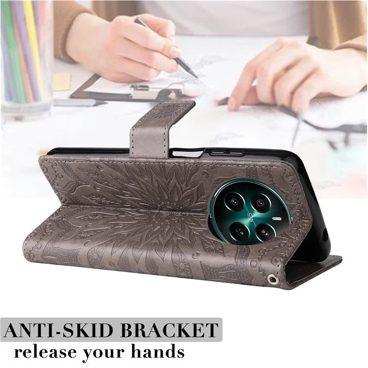 KT Imprinting Flower Series-1 For Realme Narzo 70 5G / Narzo 70 Pro 5G / P1 5G / 12 4G / 12+ 5G Case Sunflower Leather Wallet Phone Cover