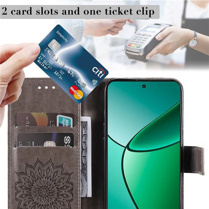 KT Imprinting Flower Series-1 For Realme Narzo 70 5G / Narzo 70 Pro 5G / P1 5G / 12 4G / 12+ 5G Case Sunflower Leather Wallet Phone Cover