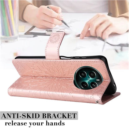 KT Imprinting Flower Series-1 For Realme Narzo 70 5G / Narzo 70 Pro 5G / P1 5G / 12 4G / 12+ 5G Case Sunflower Leather Wallet Phone Cover