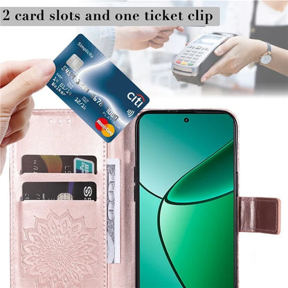 KT Imprinting Flower Series-1 For Realme Narzo 70 5G / Narzo 70 Pro 5G / P1 5G / 12 4G / 12+ 5G Case Sunflower Leather Wallet Phone Cover