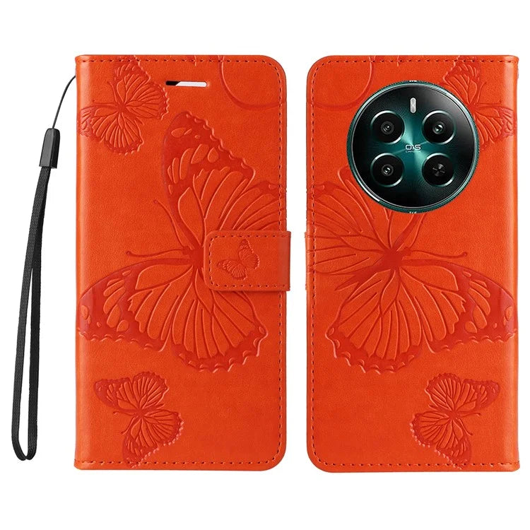 KT Imprinting Flower Series-2 For Realme Narzo 70 5G / Narzo 70 Pro 5G / P1 5G / 12 4G / 12+ 5G Case Butterfly Leather Phone Cover