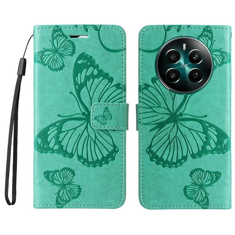 KT Imprinting Flower Series-2 For Realme Narzo 70 5G / Narzo 70 Pro 5G / P1 5G / 12 4G / 12+ 5G Case Butterfly Leather Phone Cover