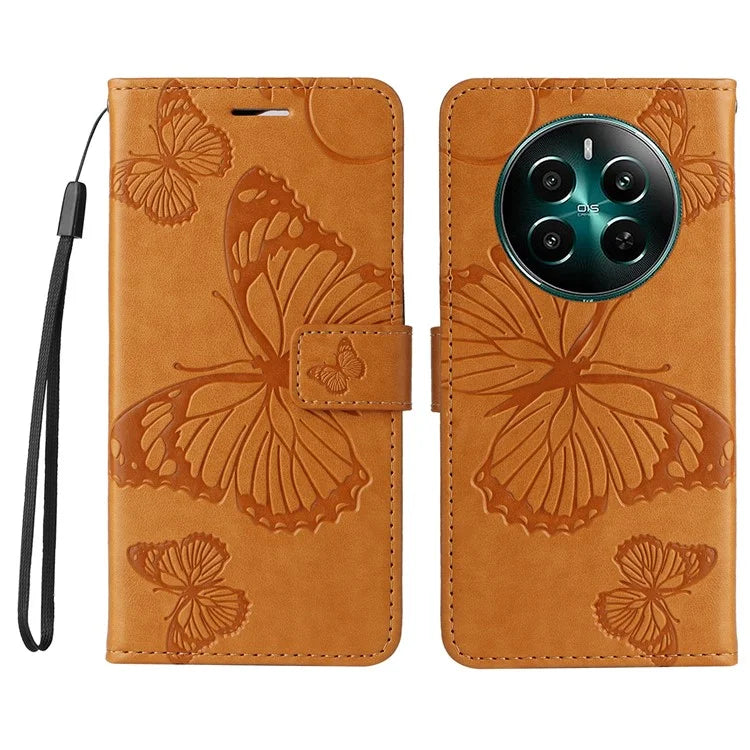 KT Imprinting Flower Series-2 For Realme Narzo 70 5G / Narzo 70 Pro 5G / P1 5G / 12 4G / 12+ 5G Case Butterfly Leather Phone Cover