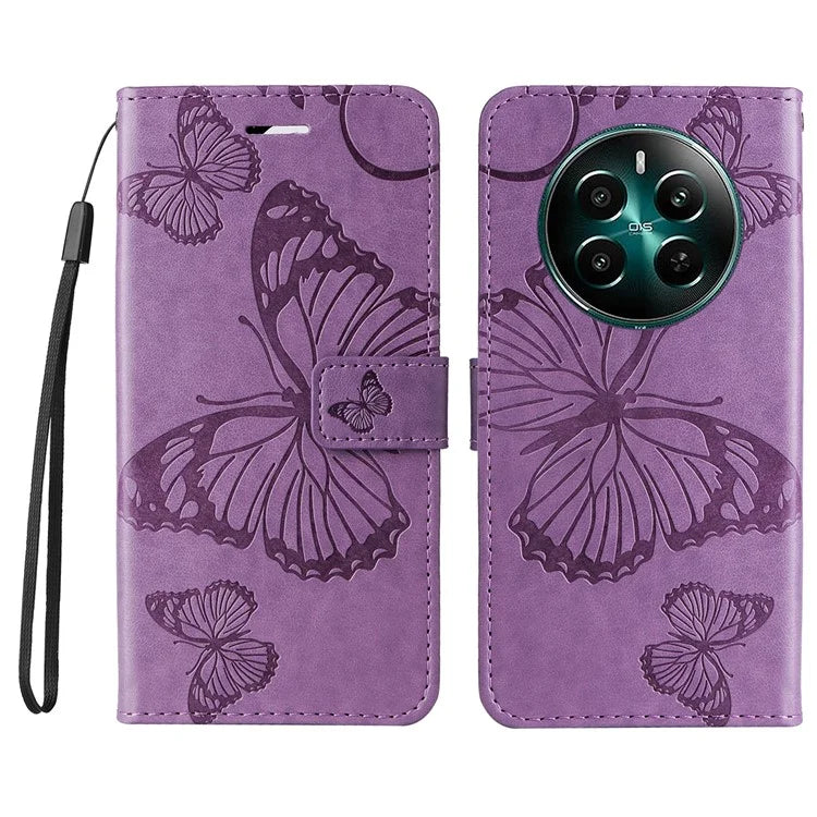 KT Imprinting Flower Series-2 For Realme Narzo 70 5G / Narzo 70 Pro 5G / P1 5G / 12 4G / 12+ 5G Case Butterfly Leather Phone Cover