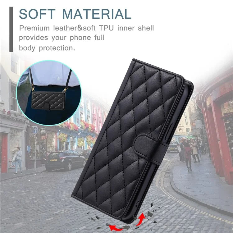For Xiaomi Redmi 13 5G / 4G / Poco M6 4G / Redmi Note 13R 5G Wallet Case Rhombus Grid PU Leather Phone Cover