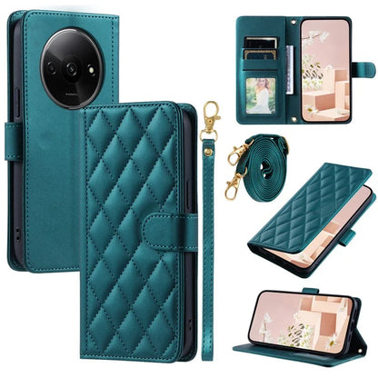 For Xiaomi Poco C61 4G / Redmi A3 4G Wallet Case Rhombus Grid PU Leather Phone Cover