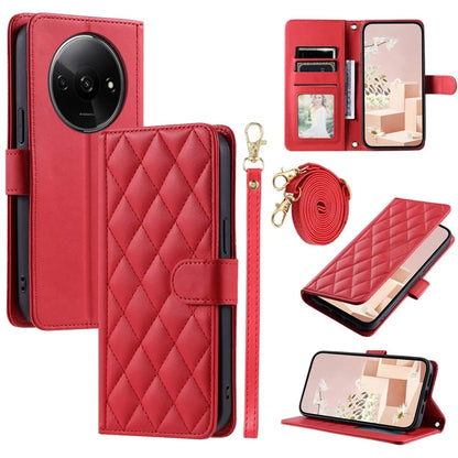 For Xiaomi Poco C61 4G / Redmi A3 4G Wallet Case Rhombus Grid PU Leather Phone Cover