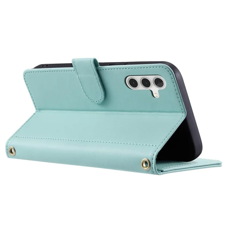 For Samsung Galaxy S24 FE Wallet Case Rhombus Grid PU Leather Phone Cover