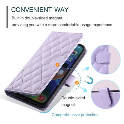 For Samsung Galaxy S24 FE Wallet Case Rhombus Grid PU Leather Phone Cover