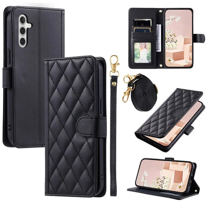 For Samsung Galaxy S24 FE Wallet Case Rhombus Grid PU Leather Phone Cover