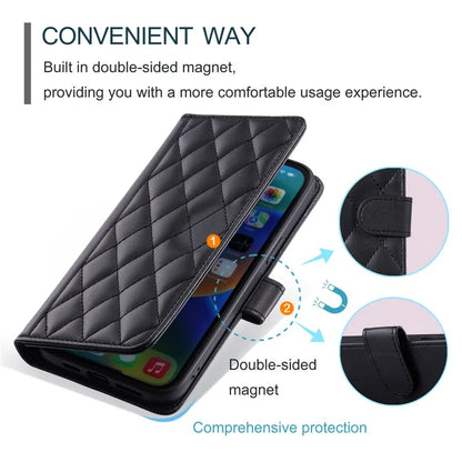 For Samsung Galaxy S24 FE Wallet Case Rhombus Grid PU Leather Phone Cover