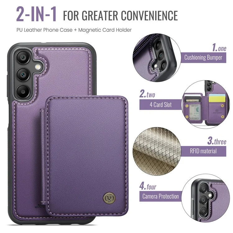 JEEHOOD J05 For Samsung Galaxy A55 5G Case Card Holder Kickstand Leather+TPU Phone Cover