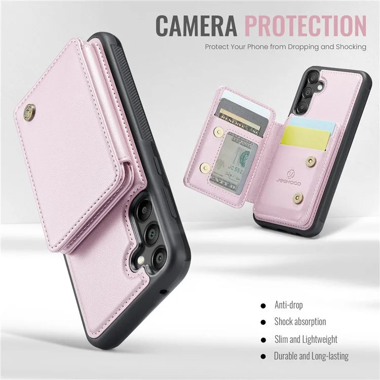 JEEHOOD J05 For Samsung Galaxy A55 5G Case Card Holder Kickstand Leather+TPU Phone Cover