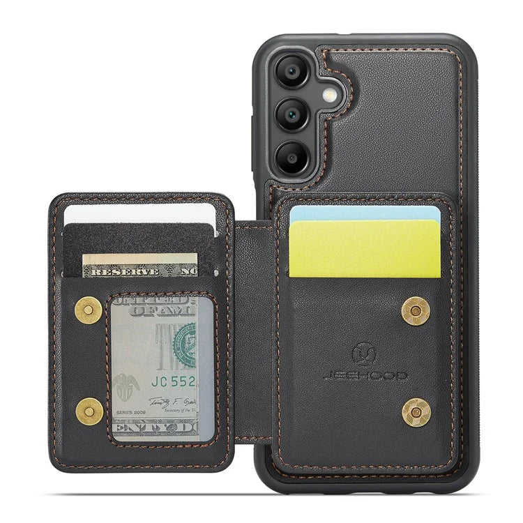 JEEHOOD J05 For Samsung Galaxy A55 5G Case Card Holder Kickstand Leather+TPU Phone Cover
