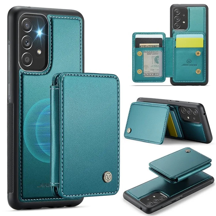 JEEHOOD J05 For Samsung Galaxy A53 5G Case Card Holder Kickstand Leather+TPU Phone Cover