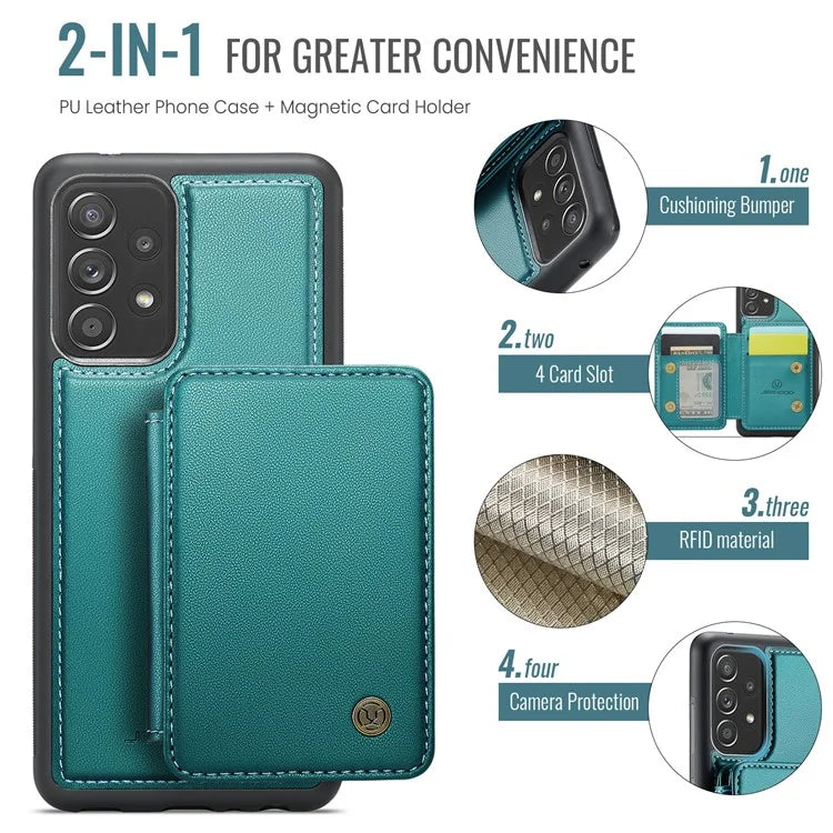JEEHOOD J05 For Samsung Galaxy A53 5G Case Card Holder Kickstand Leather+TPU Phone Cover
