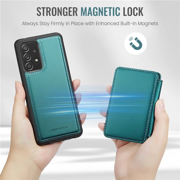 JEEHOOD J05 For Samsung Galaxy A53 5G Case Card Holder Kickstand Leather+TPU Phone Cover