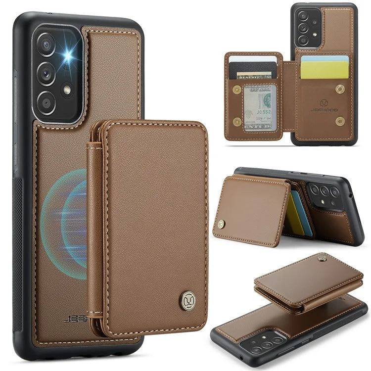 JEEHOOD J05 For Samsung Galaxy A53 5G Case Card Holder Kickstand Leather+TPU Phone Cover
