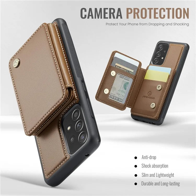 JEEHOOD J05 For Samsung Galaxy A53 5G Case Card Holder Kickstand Leather+TPU Phone Cover