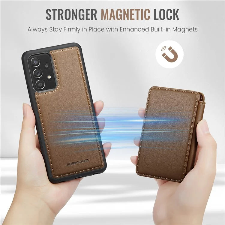 JEEHOOD J05 For Samsung Galaxy A53 5G Case Card Holder Kickstand Leather+TPU Phone Cover