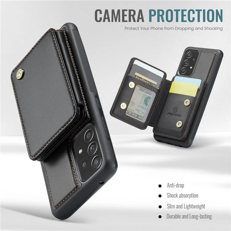 JEEHOOD J05 For Samsung Galaxy A53 5G Case Card Holder Kickstand Leather+TPU Phone Cover