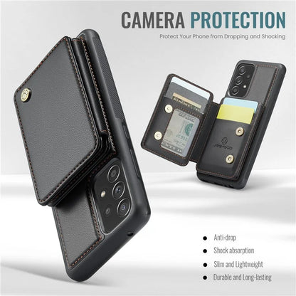 JEEHOOD J05 For Samsung Galaxy A53 5G Case Card Holder Kickstand Leather+TPU Phone Cover