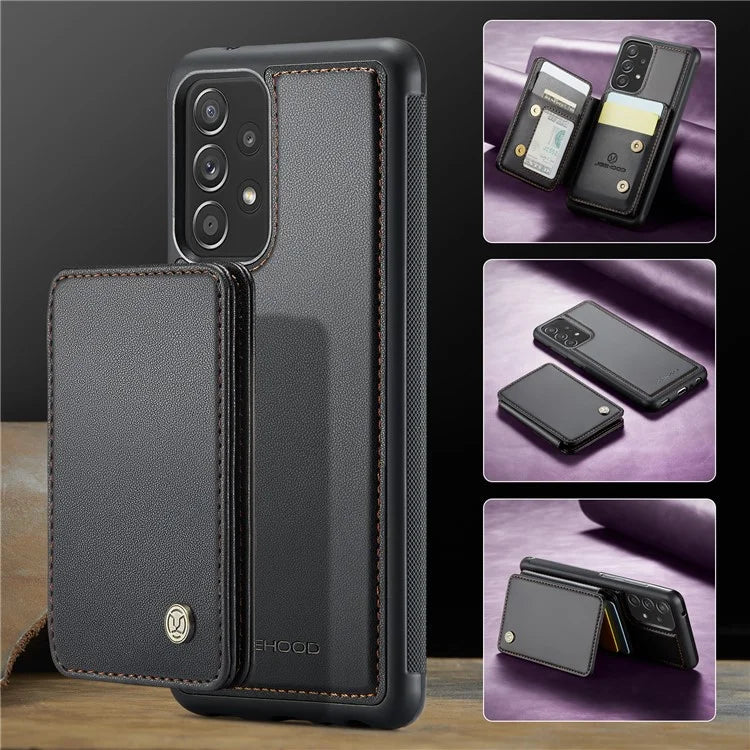 JEEHOOD J05 For Samsung Galaxy A53 5G Case Card Holder Kickstand Leather+TPU Phone Cover