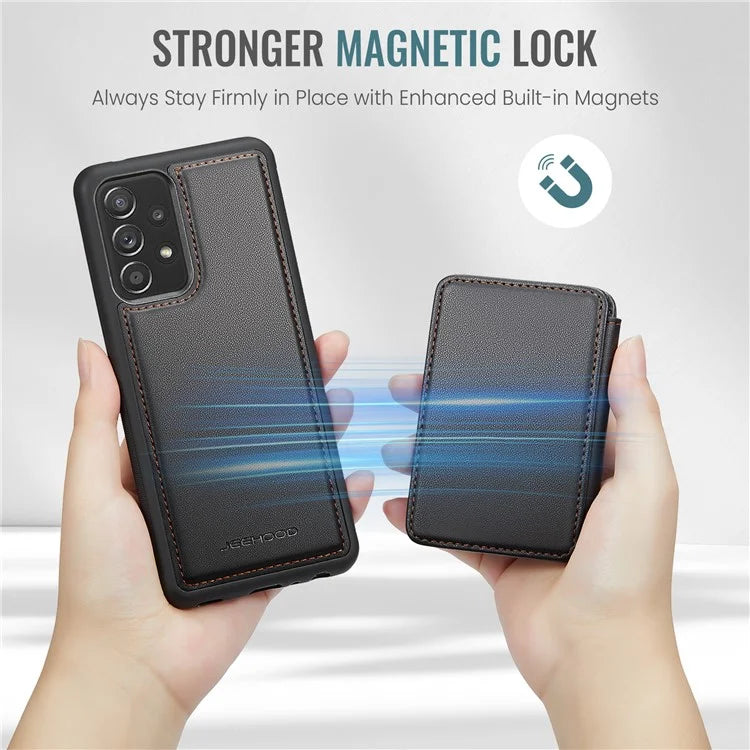 JEEHOOD J05 For Samsung Galaxy A53 5G Case Card Holder Kickstand Leather+TPU Phone Cover
