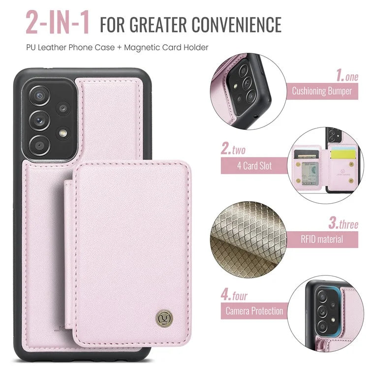 JEEHOOD J05 For Samsung Galaxy A53 5G Case Card Holder Kickstand Leather+TPU Phone Cover