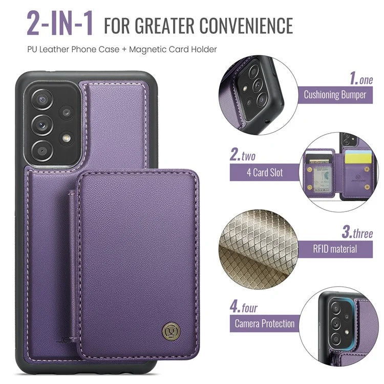 JEEHOOD J05 For Samsung Galaxy A53 5G Case Card Holder Kickstand Leather+TPU Phone Cover