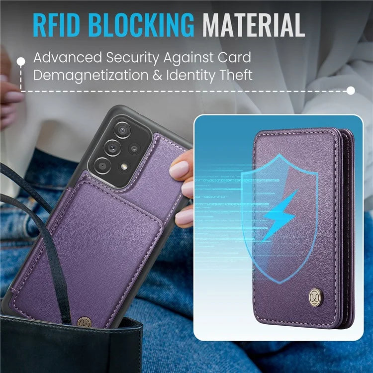 JEEHOOD J05 For Samsung Galaxy A53 5G Case Card Holder Kickstand Leather+TPU Phone Cover