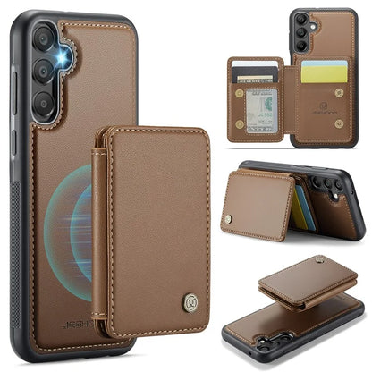 JEEHOOD J05 For Samsung Galaxy A35 5G Case Card Holder Kickstand Leather+TPU Phone Cover