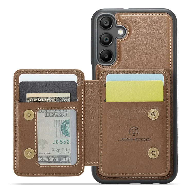 JEEHOOD J05 For Samsung Galaxy A35 5G Case Card Holder Kickstand Leather+TPU Phone Cover