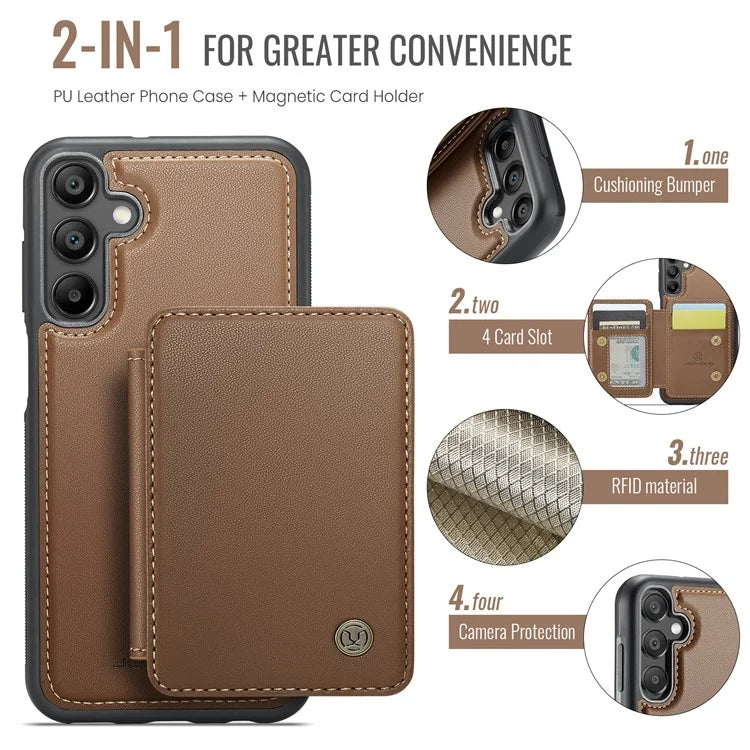 JEEHOOD J05 For Samsung Galaxy A35 5G Case Card Holder Kickstand Leather+TPU Phone Cover