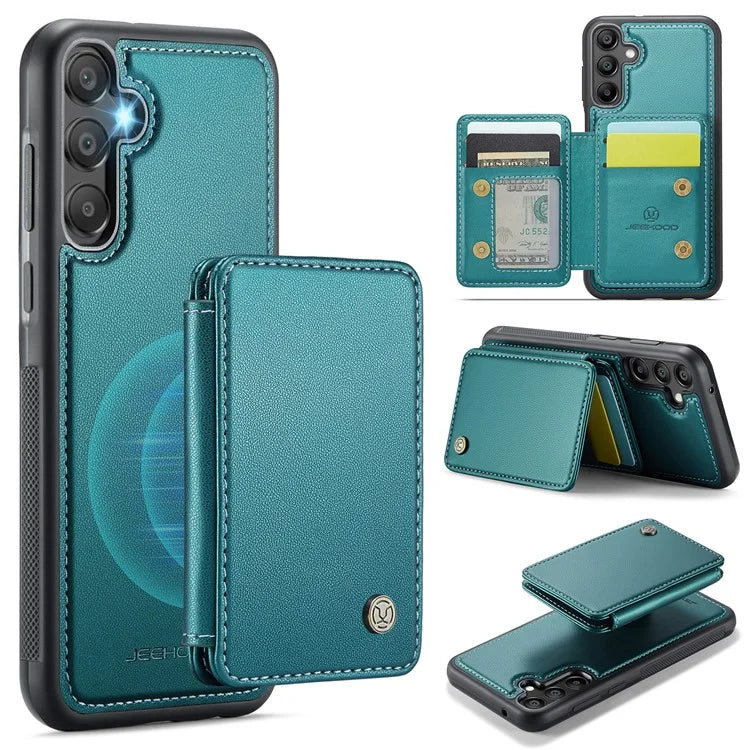JEEHOOD J05 For Samsung Galaxy A35 5G Case Card Holder Kickstand Leather+TPU Phone Cover