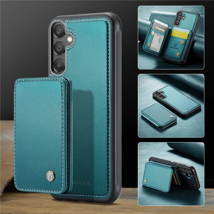 JEEHOOD J05 For Samsung Galaxy A35 5G Case Card Holder Kickstand Leather+TPU Phone Cover