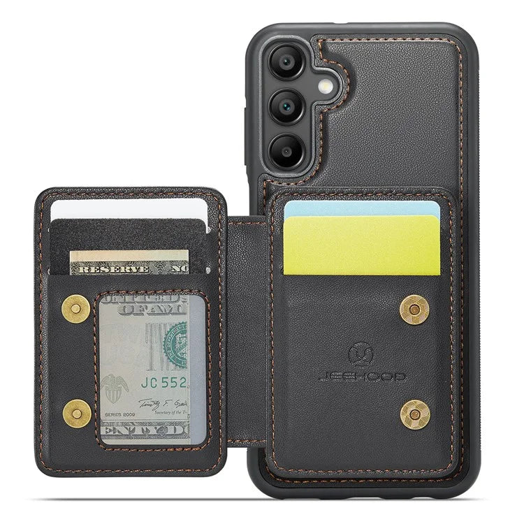 JEEHOOD J05 For Samsung Galaxy A35 5G Case Card Holder Kickstand Leather+TPU Phone Cover