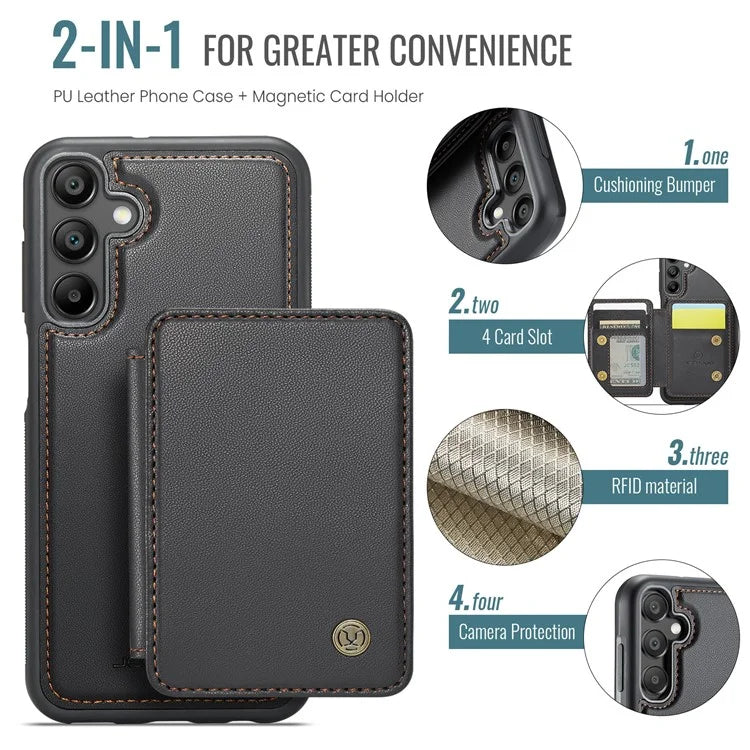 JEEHOOD J05 For Samsung Galaxy A35 5G Case Card Holder Kickstand Leather+TPU Phone Cover