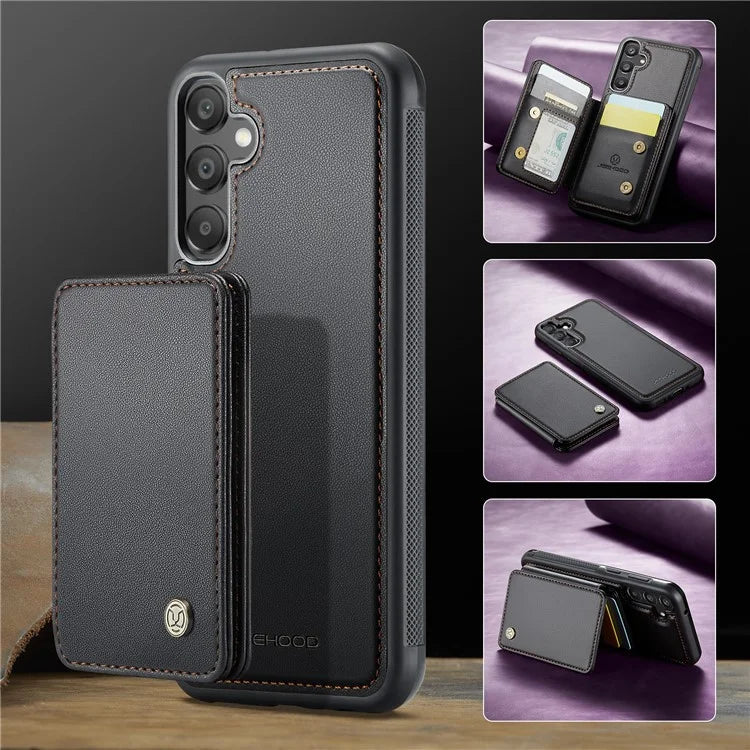 JEEHOOD J05 For Samsung Galaxy A35 5G Case Card Holder Kickstand Leather+TPU Phone Cover