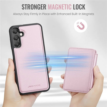 JEEHOOD J05 For Samsung Galaxy A35 5G Case Card Holder Kickstand Leather+TPU Phone Cover