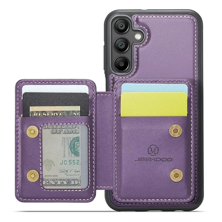 JEEHOOD J05 For Samsung Galaxy A35 5G Case Card Holder Kickstand Leather+TPU Phone Cover