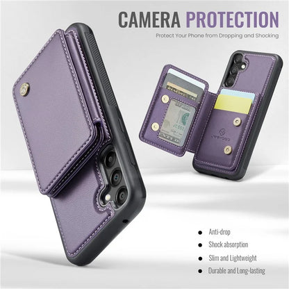 JEEHOOD J05 For Samsung Galaxy A35 5G Case Card Holder Kickstand Leather+TPU Phone Cover