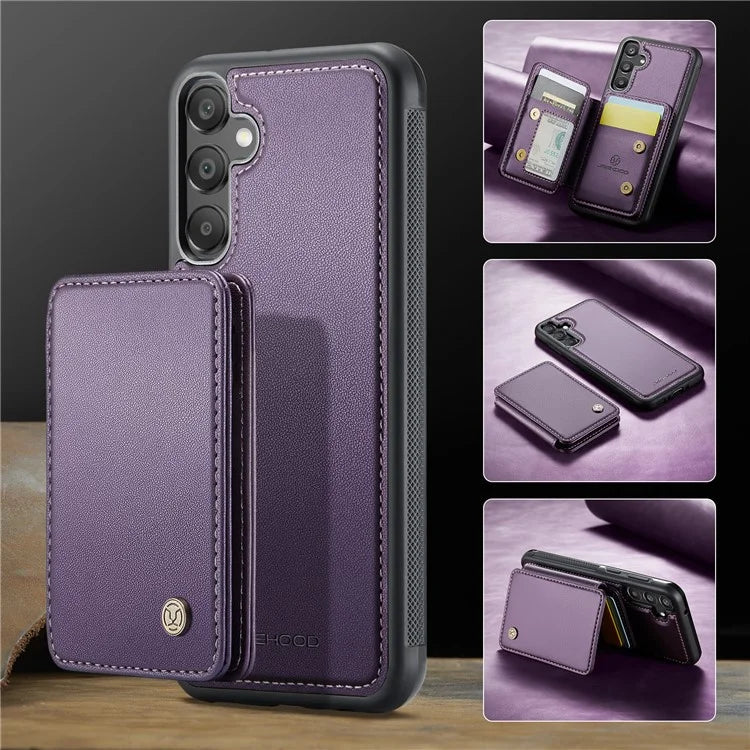 JEEHOOD J05 For Samsung Galaxy A35 5G Case Card Holder Kickstand Leather+TPU Phone Cover