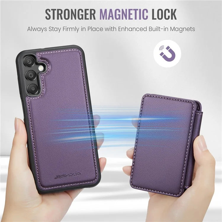 JEEHOOD J05 For Samsung Galaxy A35 5G Case Card Holder Kickstand Leather+TPU Phone Cover