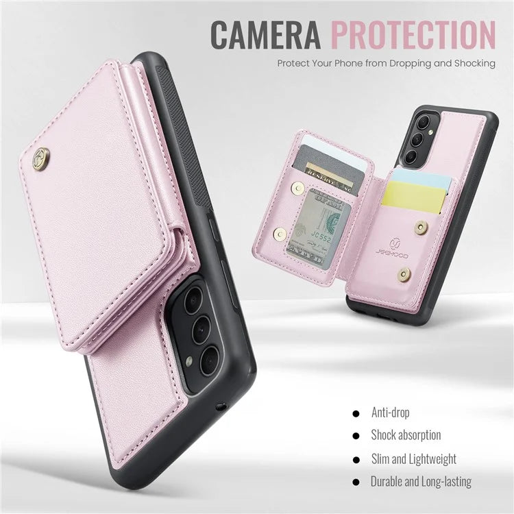 JEEHOOD J05 For Samsung Galaxy A34 5G Case Card Holder Kickstand Leather+TPU Phone Cover