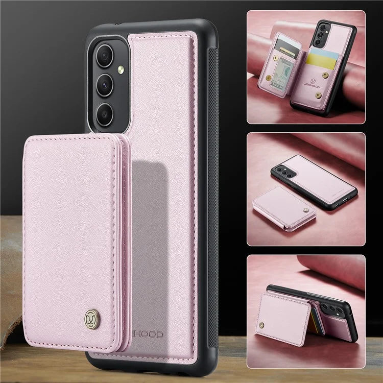 JEEHOOD J05 For Samsung Galaxy A34 5G Case Card Holder Kickstand Leather+TPU Phone Cover