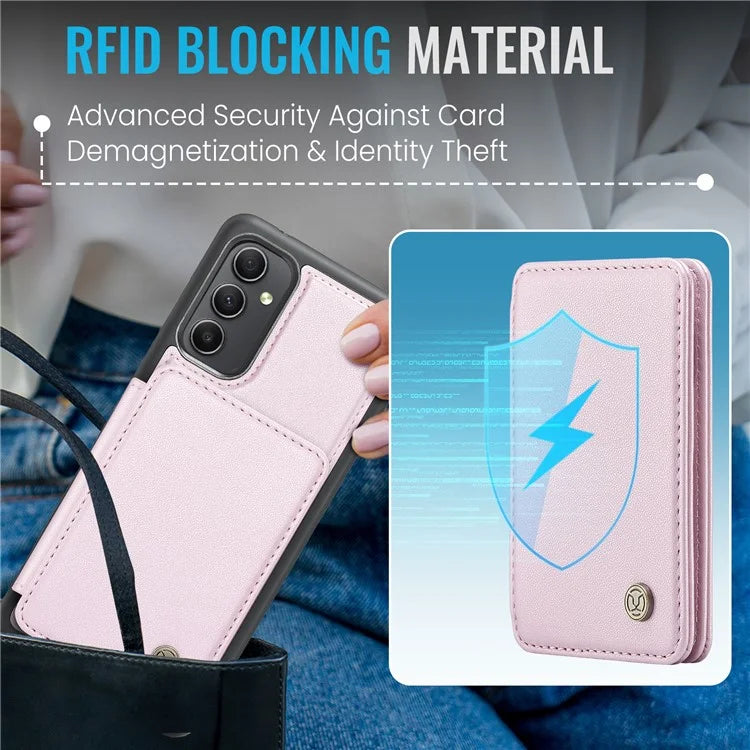 JEEHOOD J05 For Samsung Galaxy A34 5G Case Card Holder Kickstand Leather+TPU Phone Cover