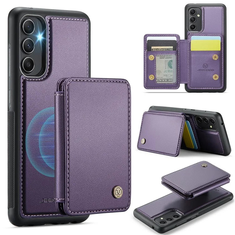 JEEHOOD J05 For Samsung Galaxy A34 5G Case Card Holder Kickstand Leather+TPU Phone Cover