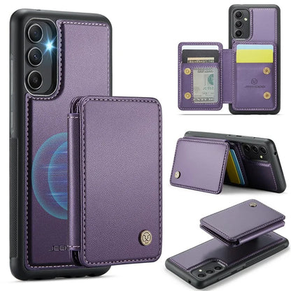 JEEHOOD J05 For Samsung Galaxy A34 5G Case Card Holder Kickstand Leather+TPU Phone Cover